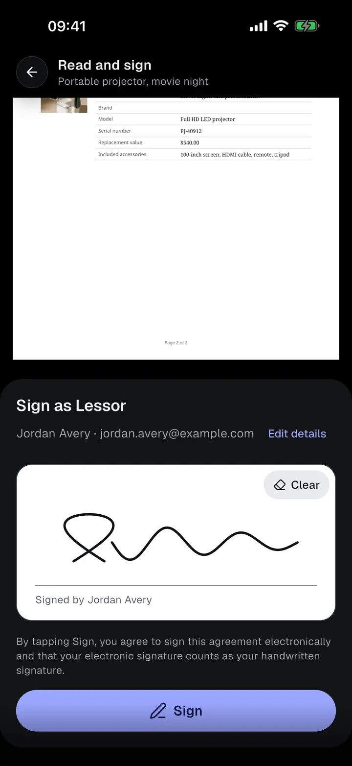 Signing an agreement on the phone